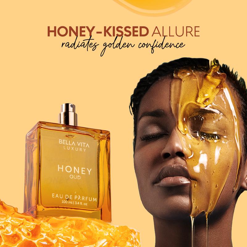 Bella Vita Luxury's Honey Oud | Eau de Parfum 100ml (3.4 fl oz) | Patchouli, Vanilla, Bergamot | Floral & Spicy | Made with Clean & Vegan Essentials Oils | Cruelty Free Fragrance Perfume