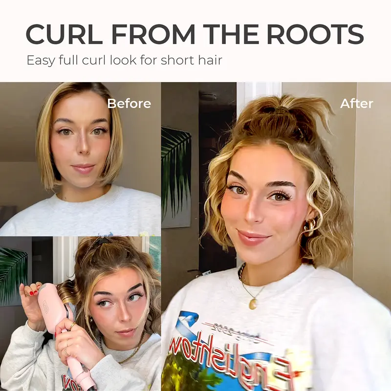 TYMO ROVY COMPACT 1.0 Inch Deep Hair Waves Crimper, Hair Volume Hacker & Curling Iron Styling Tool with Negative Ionic Technology for Smooth, Hollywood & Mermaid Waves, Cash Kate Curling Iron Alternative, Heat-Free Wavy Comfort Styler Curler Roller