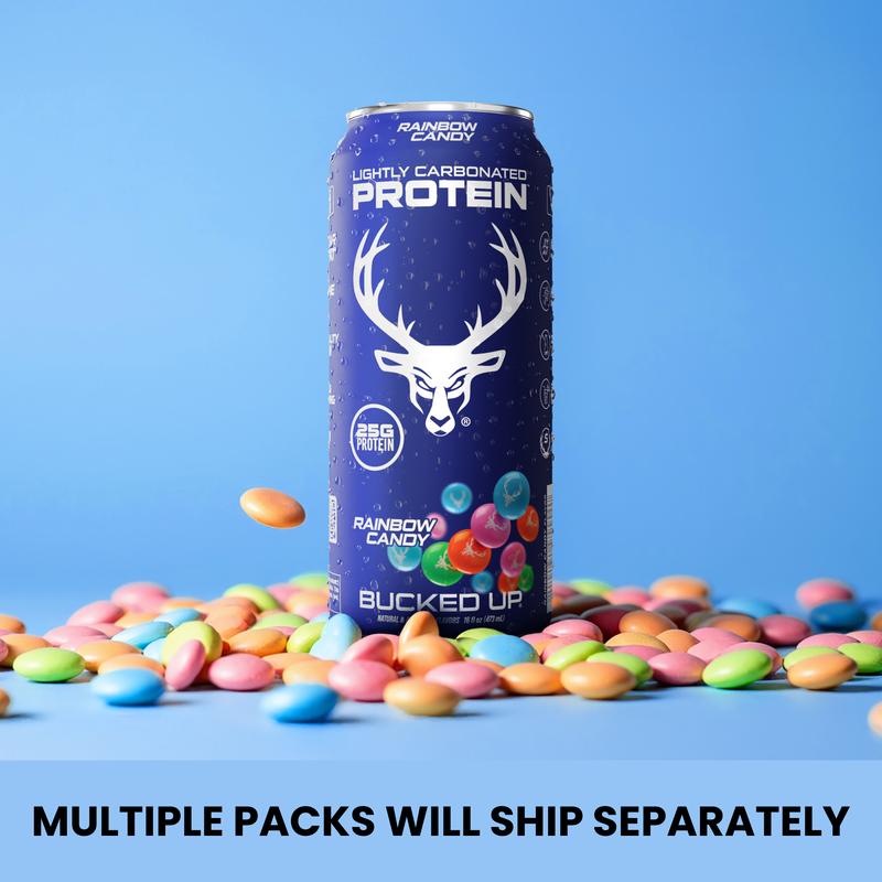 Bucked Up ALL NEW Ready-to-Drink Lightly-Carbonated Protein Soda | 1 Case (12 Cans) | Protein Isolate, 100 Calories, Zero Sugar