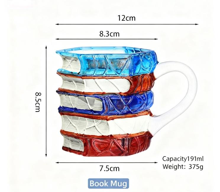 Ceramic Innovative 3D Painting Book Mug Unique Stacked Coffee Cup Perfect Gift for Literature Lovers Creative Colorful Book Gift Ideal for Christmas TikTokShopBlackFriday Reuse Reusable