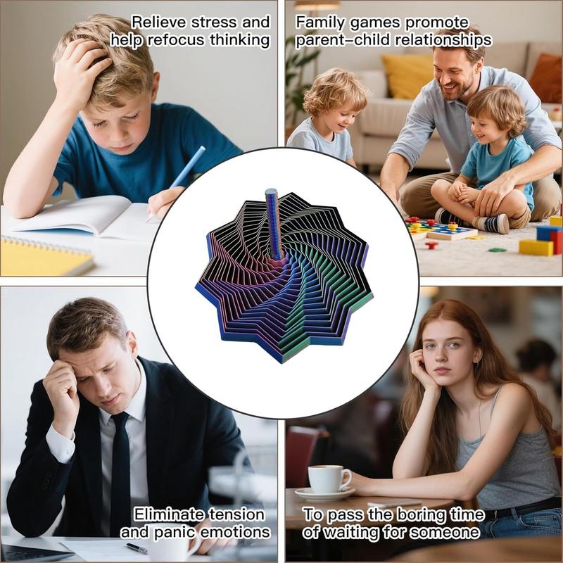 3D Printed Expanded Sensory Fidget Star, New Stress Relief Sensory Whirling Spiral with Handle, Very Satisfying Sight and Sound with Hypnotizing Visual Fidget Toy